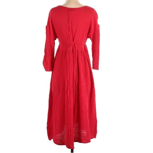 NEW Michael Stars 100% Cotton Gauze Muslin Isabella Midi Dress Salsa Red XS - Picture 3 of 8